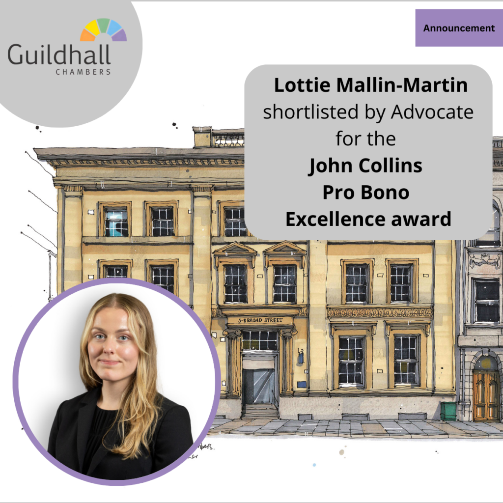 Lottie Mallin-Martin shortlisted by Advocate for the John Collins Pro Bono Excellence award